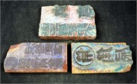 3 Large Hand Carved Chinese Wood Type Blocks