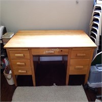 Vintage Wooden Teacher's Desk w/six drawers