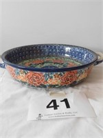 Polish Pottery 10" round casserole dish with