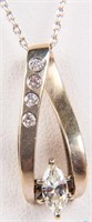 Jewelry 14kt White Gold Diamond Pendant & Chain