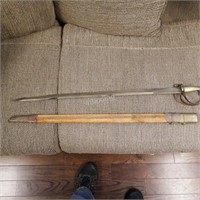 Decorative Sword w/Brass Handle & Scabbard
