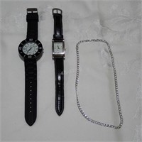 Two Ladies Watches & a Sterling Silver Necklace