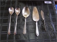 Assortment of 5 Silver Plate Serving Pieces
