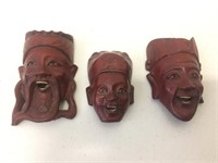 Three Chinese small wooden masks