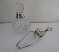 Two antique sterling silver perfume bottles