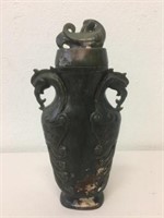 A Chinese hardstone vase with cover