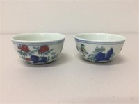 Pair of Chinese doucai tea bowls