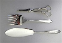 Silver grape scissors, plated servers