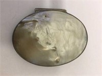 Antique oval mother of pearl snuff box