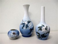 Three Royal Copenhagen porcelain vases
