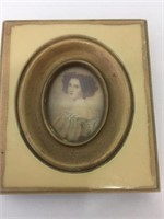 Antique miniature painting young lady