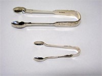 Two pairs antique stg silver sugar tongs