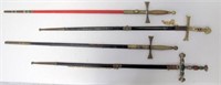 Four vintage Masonic swords 34cms L