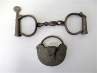 Pair antique handcuffs 22cms with