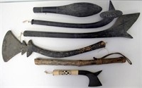 Six various Fijian wooden war clubs