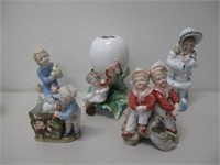 Five various antique bisque figures of children