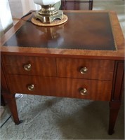 Weiman Lamp Table with Leather Inlay Top