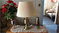 Lamp, vases, florals