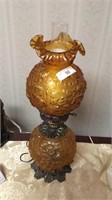 Amber flower ball glass lamp