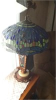 Stained leaded glass Dragonfly lamp
