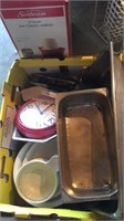 One large lot of kitchen supplies includes bowls,