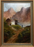 Oil on Canvas European Mountain Scene