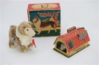 Boxed Windup Collie by Alps & Bessie the Cow