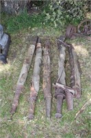 4 ANTIQUE WAGON AXLES &BALISTER ! BY