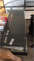 Metal desk with glass top includes office chair