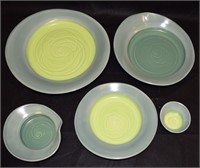 Five pieces of Art Pottery dishes