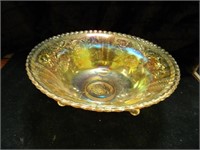 IMPERIAL GLASS MARIGOLD ROSE CARNIVAL GLASS FOOTED