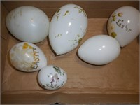 (6) Glass Easter Eggs 2 1/2" to 6" long
