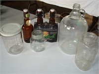 Assorted glass bottles and jars