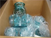 blue quart Ball jars with bails (7)--no lids