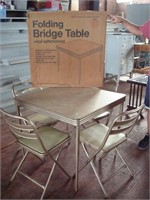 30” square card table and 4 chairs