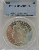 1883 MORGAN SILVER DOLLAR PCGS MS 63 DMPL