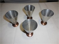 (4) Pewter Cone Cups with copper bases