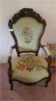 Needle point back and bottom chair