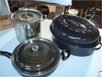 skillet, roaster and stock pot