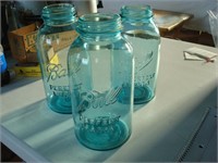 half-gallon blue Ball jars (3)