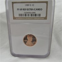 1989 S LINCOLN CENT NGC PF 69 RD ULTRA CAMEO