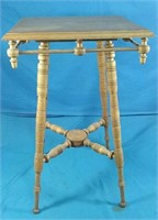Antique oak stick & ball lamp table  18"x18"x30"H