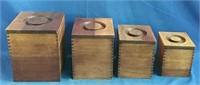 Set of four wooden nesting boxes and largest is 6