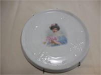Tea Tile: Victorian Lady (bust) holding roses