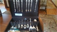 8 knives, 14 small spoons,  8 large spoons,8 long