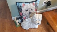 Large Westie statue book end and coaster