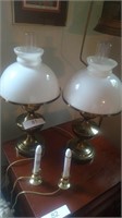 Pair of lamps and candle sticks