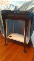 Skirted vanity table with partial vintage base