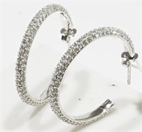5B- high fashion 3 row crystal hoop earrings $100