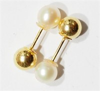 13B-Gold plate sterling pearl 2-in-1 earrings $100